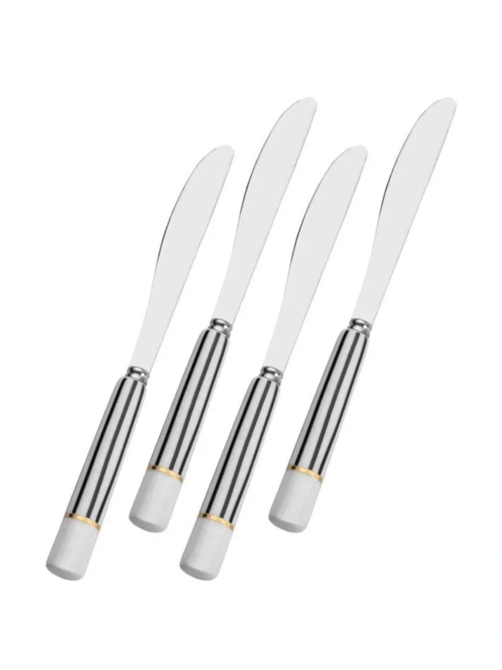Set of 4 Dishwasher Safe Spreaders-Black & White Stripes w/Gold & Silver Accents